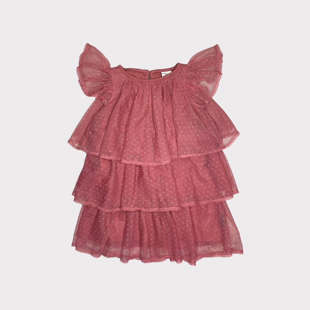 Polarn O. Pyret Ruffle Tiered Tulle Pink Mauve Dress